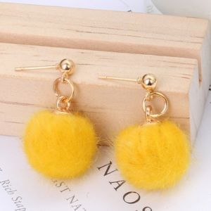 ✨2 /$10✨Yellow Velvet ball earrings ✨